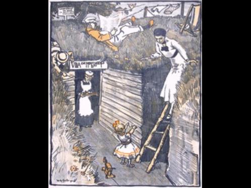 Spotprent over Nederlandse loopgraven tijdens w01, Antiek en Kunst, Kunst | Litho's en Zeefdrukken, Verzenden