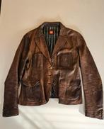 Bruin leren jasje - Boss, Kleding | Dames, Jasjes, Kostuums en Pakken, Bruin, Maat 42/44 (L), Ophalen of Verzenden, Jasje