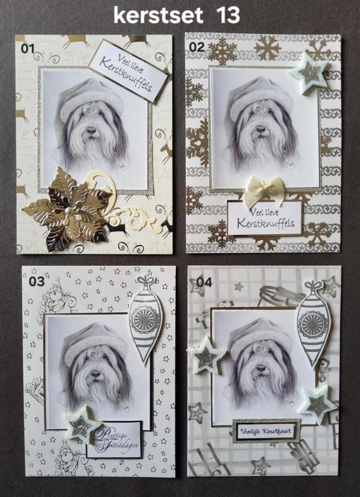 Kerstkaarten met een Unieke Bearded Collie foto., Diversen, Kerst, Nieuw, Ophalen of Verzenden