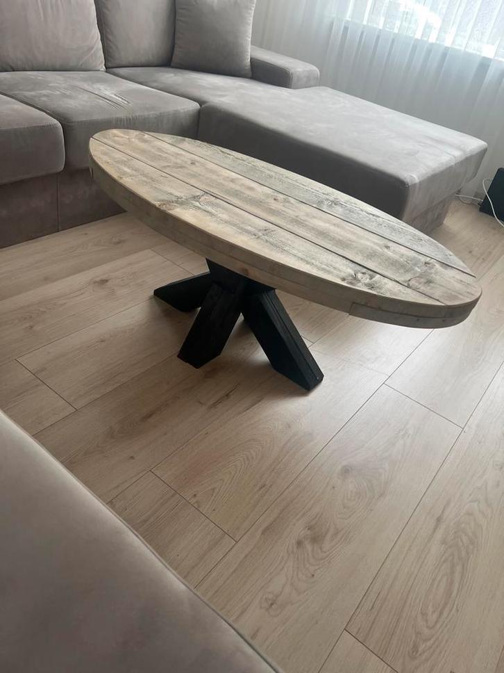 Mango Hout eettafel en salontafel - Matrixpoot, Huis en Inrichting, Tafels | Salontafels, Zo goed als nieuw, Minder dan 50 cm