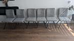 Eetkamerstoelen 6 stuks grijs, Huis en Inrichting, Stoelen, Ophalen, Zo goed als nieuw, Metaal, Grijs