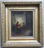 ==== Petrus Marius Molijn 1819-1849 ====mensen aan tafel====, Antiek en Kunst, Kunst | Schilderijen | Klassiek, Ophalen of Verzenden