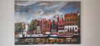 Metalen 3D schilderij Amsterdam boten aan de gracht 120x80, Ophalen of Verzenden