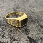 14k gouden zegelring ring onyx, Sieraden, Tassen en Uiterlijk, Ringen, Ophalen of Verzenden