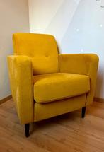 Goossens Fauteuill Hipp okergeel, Ophalen, Velours, 75 tot 100 cm, Zo goed als nieuw