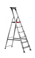 Altrex 5 treden dubbeldecker met bakje, Doe-het-zelf en Verbouw, Ladders en Trappen, Ophalen, Trap, Zo goed als nieuw, Opvouwbaar of Inschuifbaar