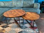 Mango houten salontafels set, Huis en Inrichting, Tafels | Salontafels, Ophalen, 50 tot 100 cm, Rond, Zo goed als nieuw