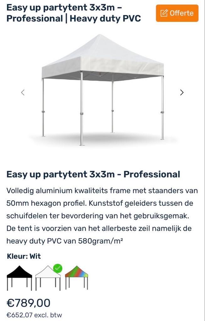 Professionele Easy Up Partytent 3x3 meter, Tuin en Terras, Partytenten, Zo goed als nieuw, Partytent, 2 meter of meer, Minder dan 5 meter