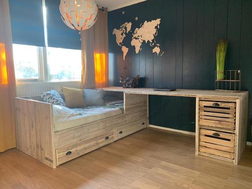 Kajuitbed Bureau 90 200 bedbank gerecycled steigerhout, Kinderen en Baby's, Kinderkamer | Bedden, Nieuw, Ophalen of Verzenden