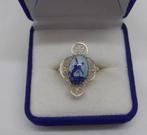 Zilveren ring met delfts blauwe steen maat 19.25 nr.786, Verzenden, 19 tot 20, Zo goed als nieuw, Dame