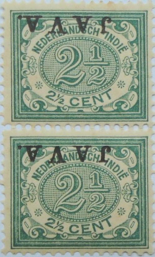Nederlands-Indië  2,5 cent 1908 (paar, postfris, CW 8 eur), Postzegels en Munten, Postzegels | Nederlands-Indië en Nieuw-Guinea