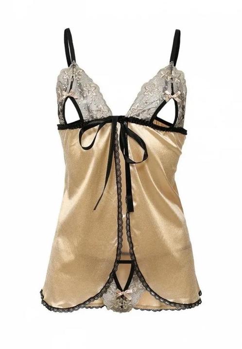 Casmir ``Linda`` Lingerie Set beige-zwart maat L/XL (675), Kleding | Dames, Ondergoed en Lingerie, Setje, Overige kleuren, Ophalen of Verzenden