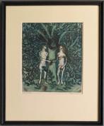 Jeanne Bieruma Oosting –het Paradijs gesigneerde ets, Antiek en Kunst, Kunst | Etsen en Gravures, Ophalen