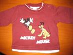 Bruin shirt, 62, Mickey Mouse, Kinderen en Baby's, Babykleding | Maat 62, Ophalen of Verzenden, Zo goed als nieuw, Jongetje, Shirtje of Longsleeve