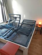 Auping auronde Elektrisch Bed 2x90x200 + 3 aanhangtafels, Wit, Tweepersoons, Ophalen of Verzenden, 180 cm