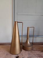 2 oude strak design koperen bronzen vaas vazen, Ophalen of Verzenden