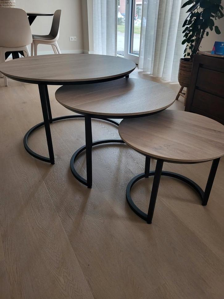 Set van 3 Ronde Bijzettafels - Nieuw, Huis en Inrichting, Tafels | Bijzettafels, Nieuw, Rond, Minder dan 45 cm, 75 cm of meer