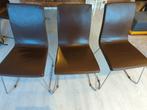 6 leren eetkamerstoelen bruin, Ophalen, Gebruikt, Bruin, Leer