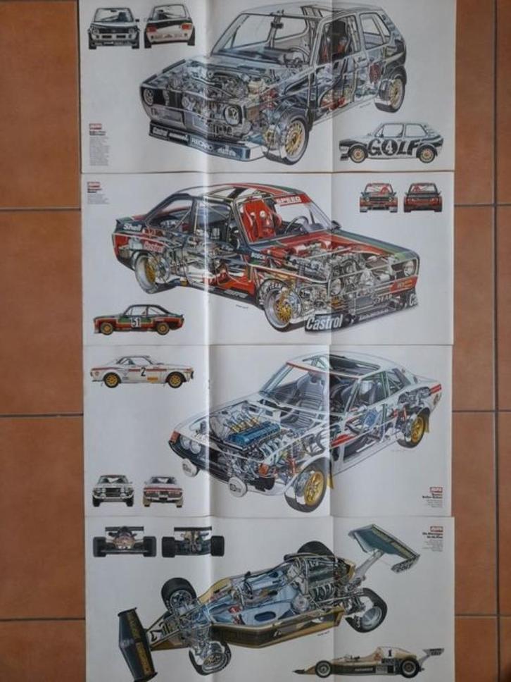 Poster Golf 1 Rally, Escort 2, Celica Rally, Formule 2, Verzamelen, Posters, Gebruikt, Sport, A1 t/m A3, Rechthoekig Liggend, Verzenden
