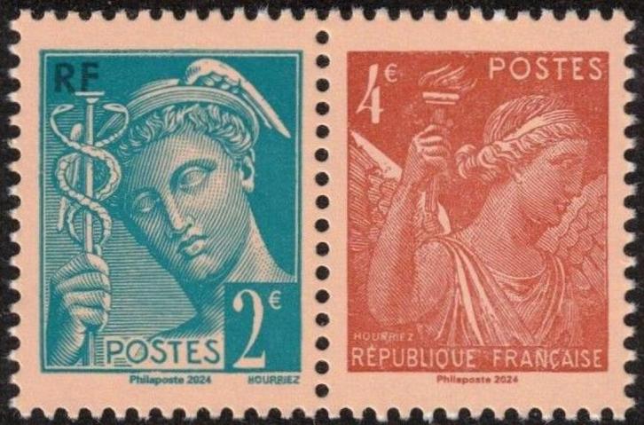 Jaar 2024 Y&T 5826-5827 Paire de 2 timbres Iris Mercure., Postzegels en Munten, Postzegels | Europa | Frankrijk, Postfris, Ophalen of Verzenden