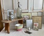 Brocante voetenbankje - theelepeltjes - 5x soepkom Regout, Antiek en Kunst, Curiosa en Brocante, Ophalen of Verzenden