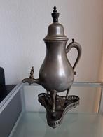 Antieke tinnen kraantjeskan koffiepot met warmhouder, Ophalen