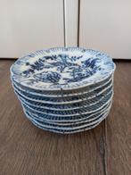 8 Porseleinen gebaksbordjes Delfts blauw motief., Ophalen of Verzenden