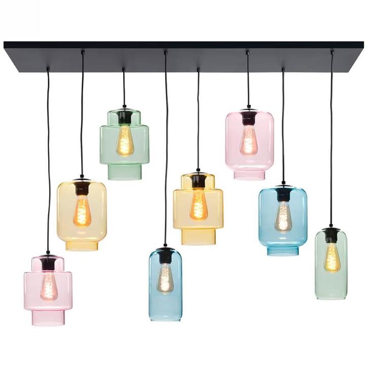 HighLight Hanglamp Fantasy Multicolor 8-lichts, Huis en Inrichting, Lampen | Hanglampen, Zo goed als nieuw, 75 cm of meer, Glas