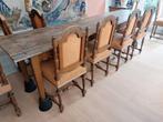 10 Spaanse eetkamerstoelen art deco, Huis en Inrichting, Stoelen, Ophalen, Hout, Gebruikt, Overige kleuren