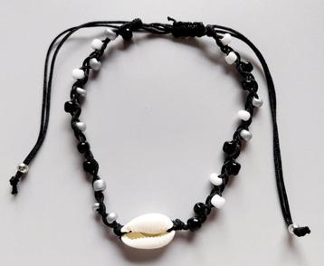 enkelbandje schelp zwart/zilver kraaltjes beschikbaar voor biedingen