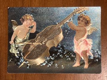 Zilverkaart. Engelen die Muziek maken. beschikbaar voor biedingen