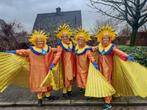 Vrolijk loopgroep carnaval Zonnegodin 4 stuks pak hoed capes, Carnaval, Maat 42/44 (L), Zo goed als nieuw, Kleding