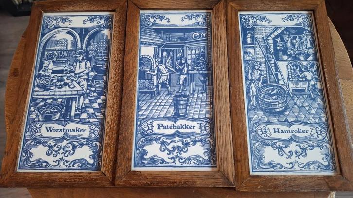 Vintage Delfts blauw tegeltjes Stegeman (set van 3), Antiek en Kunst, Antiek | Wandborden en Tegels, Ophalen