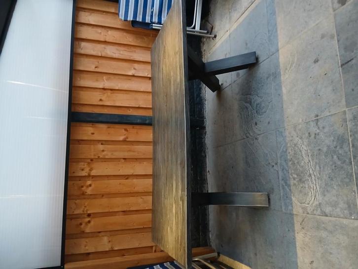 Degelijke eettafel, Huis en Inrichting, Tafels | Eettafels, Gebruikt, 50 tot 100 cm, 200 cm of meer, Rechthoekig, Ophalen