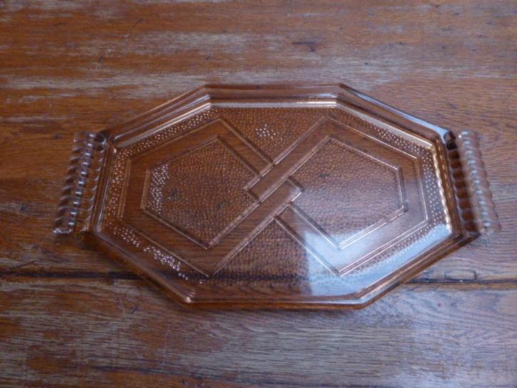 Art deco persglazen dienblad, France, Antiek en Kunst, Antiek | Glas en Kristal, Ophalen of Verzenden