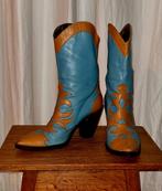 Leren Westernboots Maat 38 - Ook leuk voor Carnaval!, Kleding | Dames, Hoge laarzen, Blauw, Ophalen of Verzenden, Gedragen