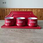 EMAILLE ROOD ZAND ZEEP EN SODA MET REKJE VAN BK., Antiek en Kunst, Antiek | Emaille, Ophalen of Verzenden