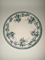 Oud ontbijtbord petrol roos Frans Terre de fer Boulenger, Antiek en Kunst, Ophalen of Verzenden