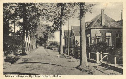 Nieuwstraat en Openbare School. Kollum - ongelopen, Verzamelen, Ansichtkaarten | Nederland, Ongelopen, Utrecht, 1920 tot 1940