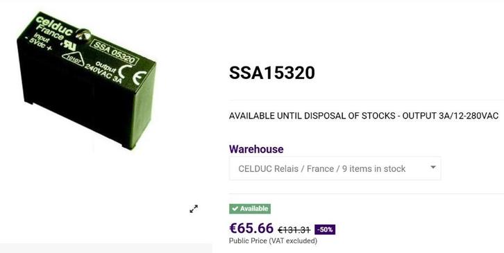 Celduc SSA15320 Solid-state relais - Interface-relais, Hobby en Vrije tijd, Elektronica-componenten, Nieuw, Ophalen of Verzenden