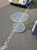 Gouden bijzettafel hotel chique retro, Huis en Inrichting, Tafels | Bijzettafels, Minder dan 55 cm, Gebruikt, Rond, Glas