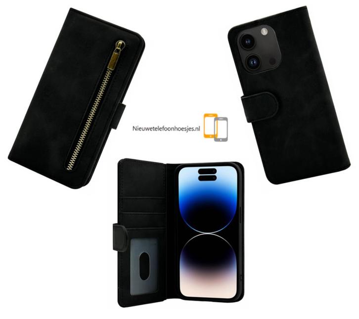Apple Iphone 13 Luxe bookcase portemonnee hoesje - Zwart, Telecommunicatie, Mobiele telefoons | Hoesjes en Frontjes | Apple iPhone