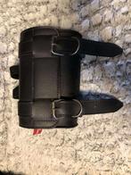 Zwarte lederen motorfiets zadeltas, Ophalen of Verzenden, Gebruikt