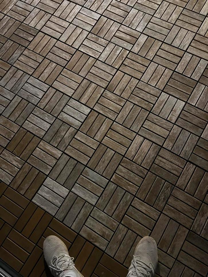 Ikea Runnen Terrastegels hout type, Tuin en Terras, Terrasdelen en Vlonders, Gebruikt, Hout, Ophalen