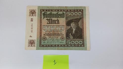Reichsbankbiljet van 5000 mark 1922 Duitsland, Postzegels en Munten, Bankbiljetten | Europa | Niet-Eurobiljetten, Los biljet, Duitsland