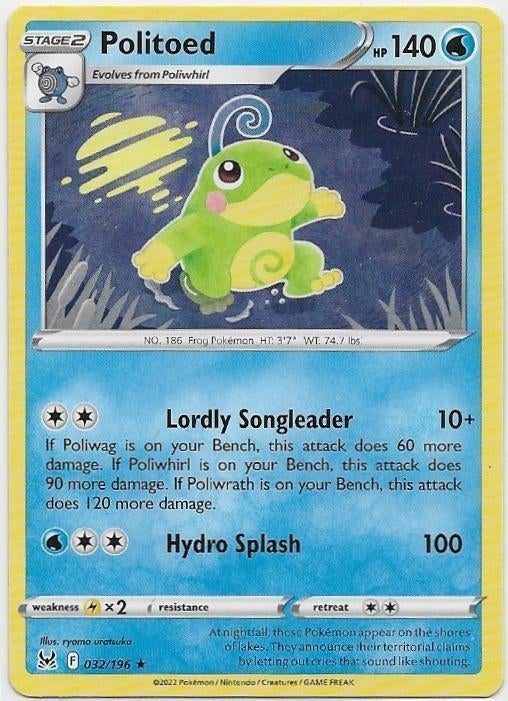 Lost Origin,  Politoed [rare] 32/196, Verzenden, Nieuw, Losse kaart