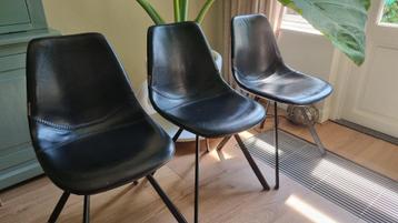 ** Dutchbone Franky Stoelen - Zwart - 3x ** beschikbaar voor biedingen