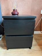 Zwart/bruin MALM nachtkastje IKEA, Huis en Inrichting, Ophalen, Zo goed als nieuw, Minder dan 45 cm, Minder dan 55 cm