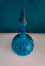 Vintage Italiaanse Empoli 'Genie' karaf van blauw glas, Ophalen of Verzenden