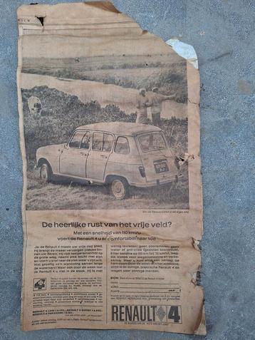 Renault 4 krantenadvertentie jaren 60 40x22cm beschikbaar voor biedingen